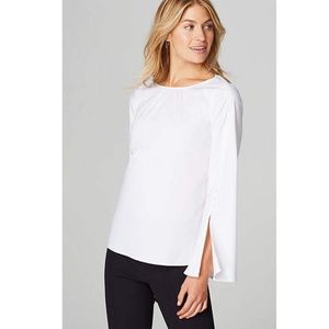 Christian Siriano for J. Jill White Button Flare Split Sleeve Blouse